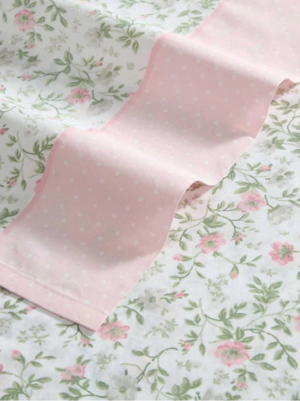 Laura Ashley Pink and Green Floral Cotton Sheet Set Twin - COTTAGE Bonnie Pink